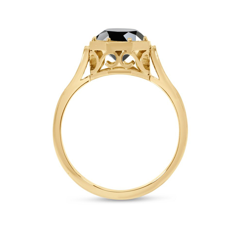 Black Diamond Vintage Engagement Ring