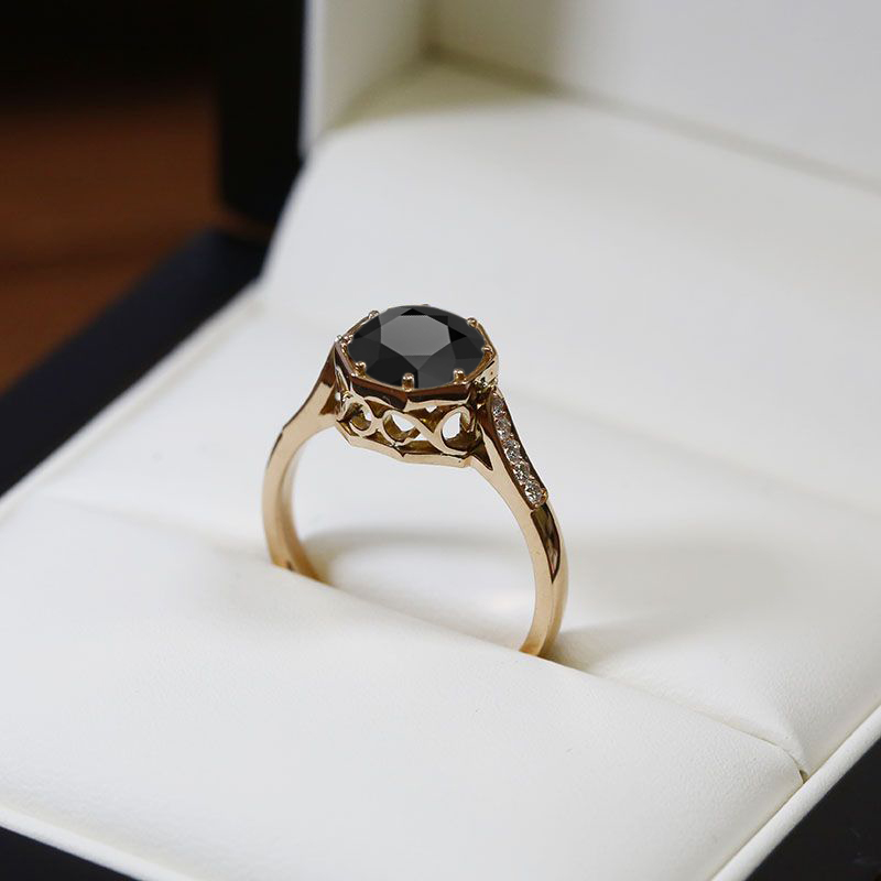 Black Diamond Vintage Engagement Ring