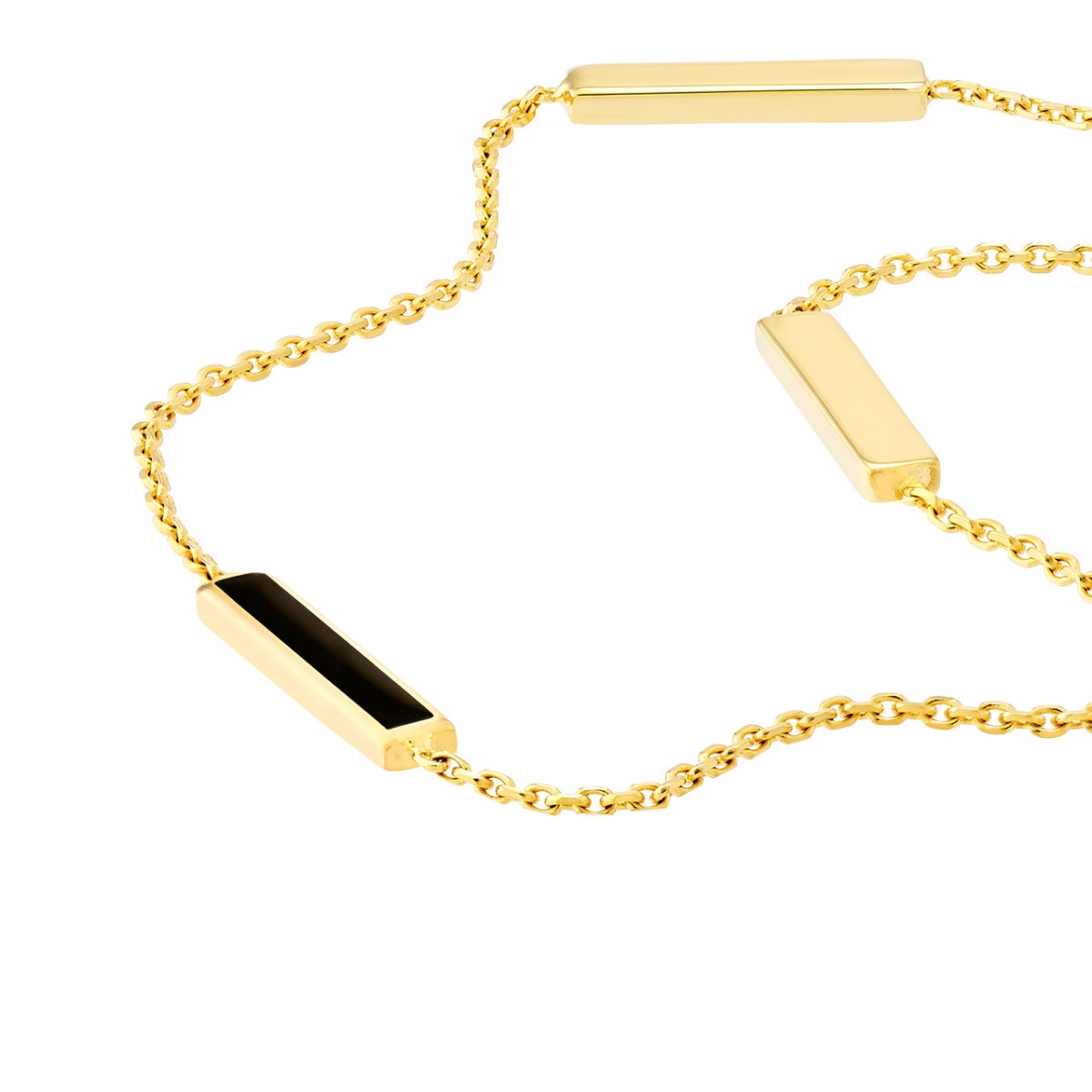 Black Enamel Alternating Gold Bar Anklet