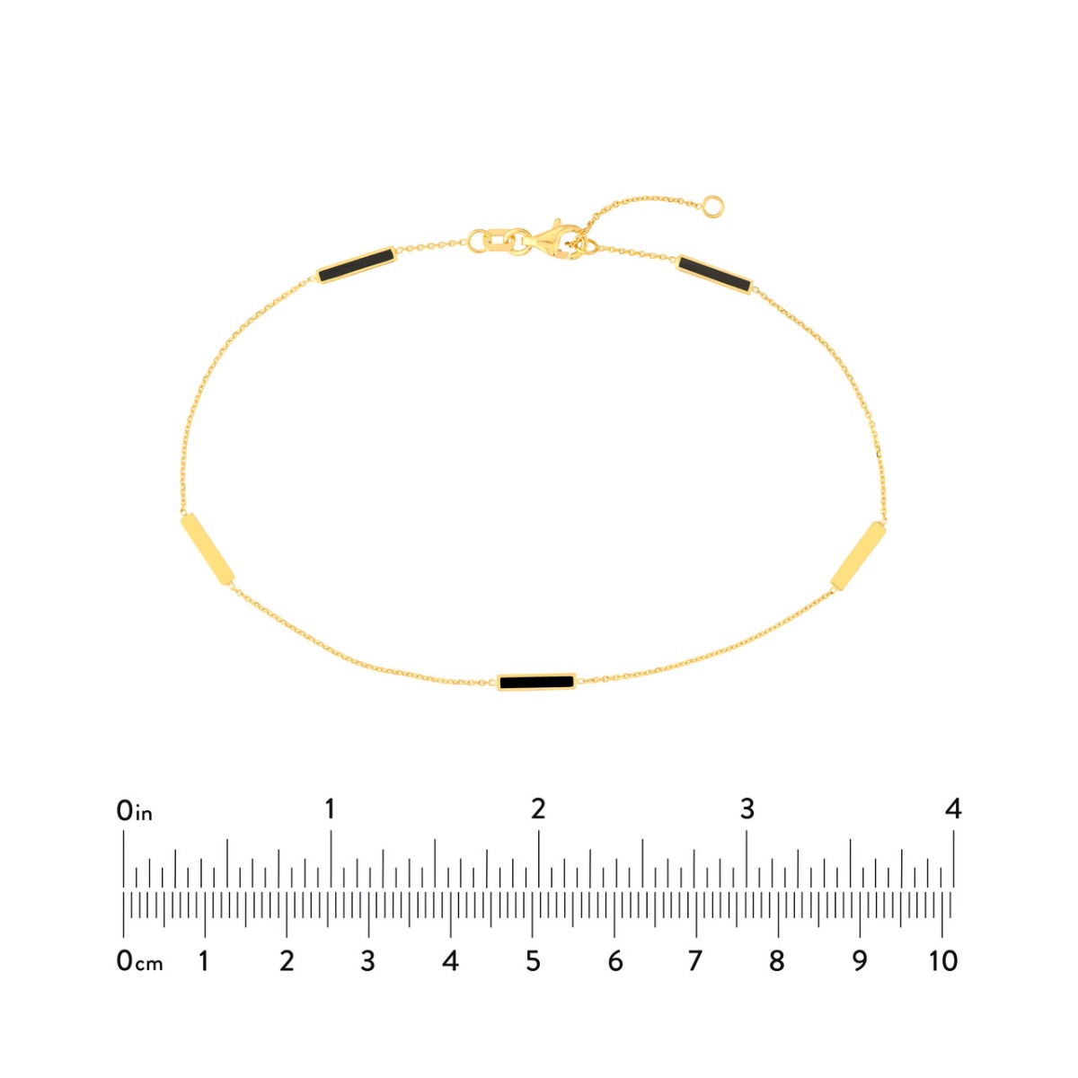 Black Enamel Alternating Gold Bar Anklet