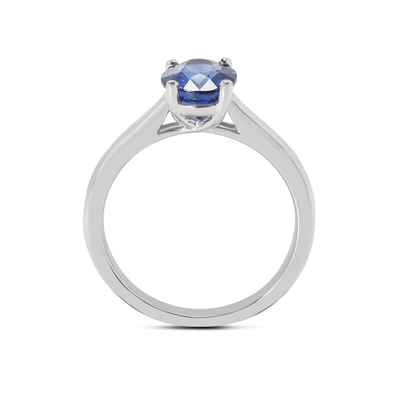Blue Sapphire Oval Solitaire Engagement Ring