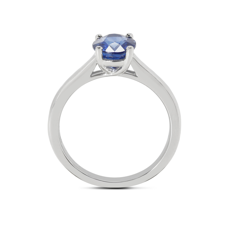 Blue Sapphire Oval Shape Solitaire Engagement Ring