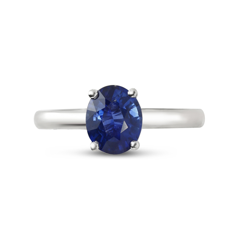 Blue Sapphire Oval Solitaire Engagement Ring