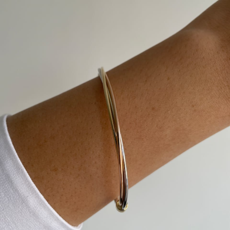9kt Three - Tone Gold Ladies Bangle