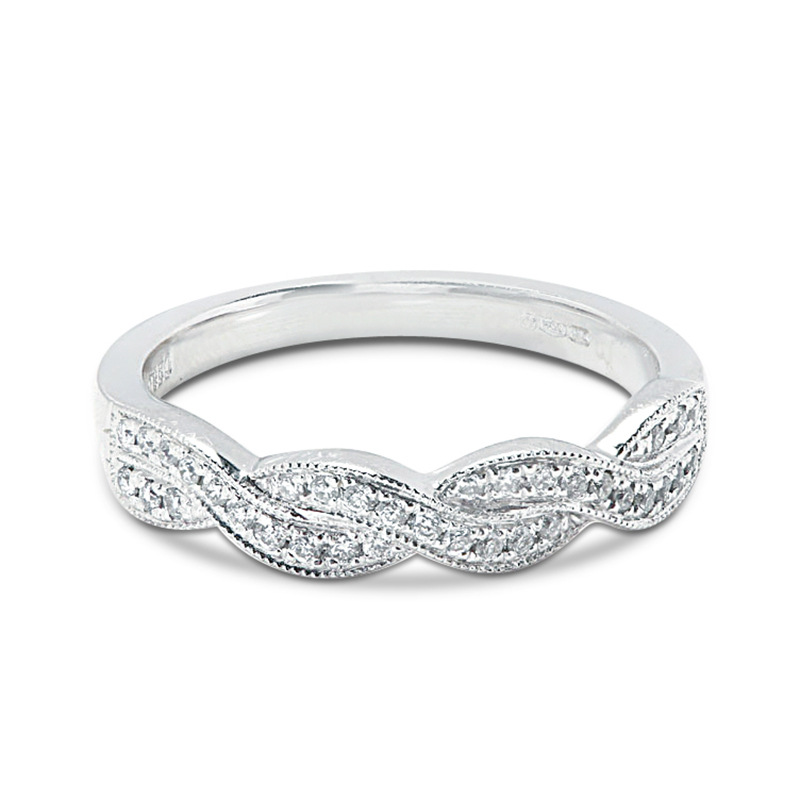 Braided Pave Diamond Wedding Ring