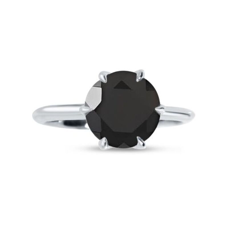 Six Tiger Claw Solitaire Black Diamond Engagement Ring