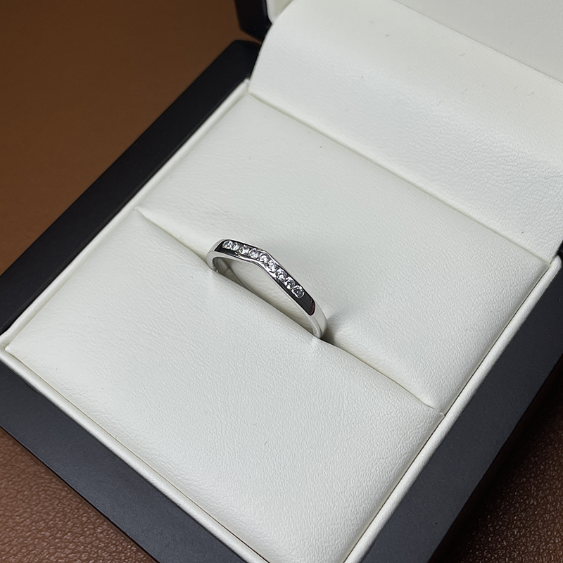 Channel Set Curve Diamond Wedding Ring