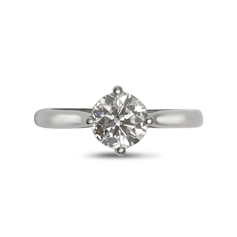 Compass Setting Solitaire Round Shape Engagement Ring