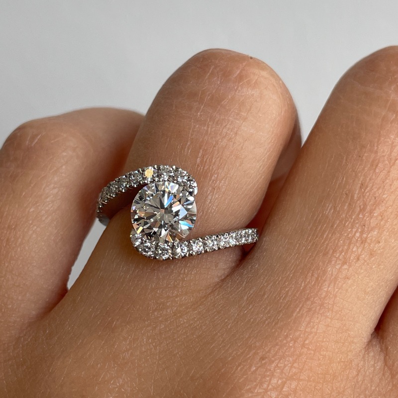 Twist Tension Diamond Set Round Diamond Engagement Ring Reve Diamonds