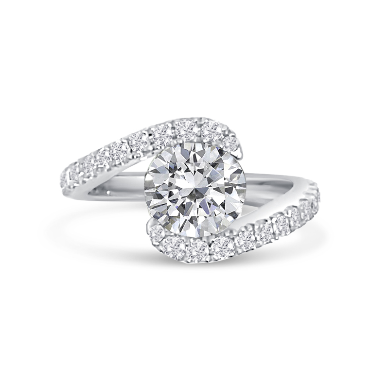 Twist Tension Diamond Set Round Diamond Engagement Ring