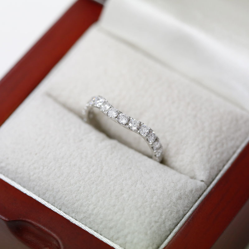 Curved Micro Set Diamond Wedding Ring