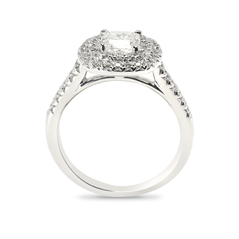 Cushion Cut Lab Grown Diamond Double Halo Engagement Ring