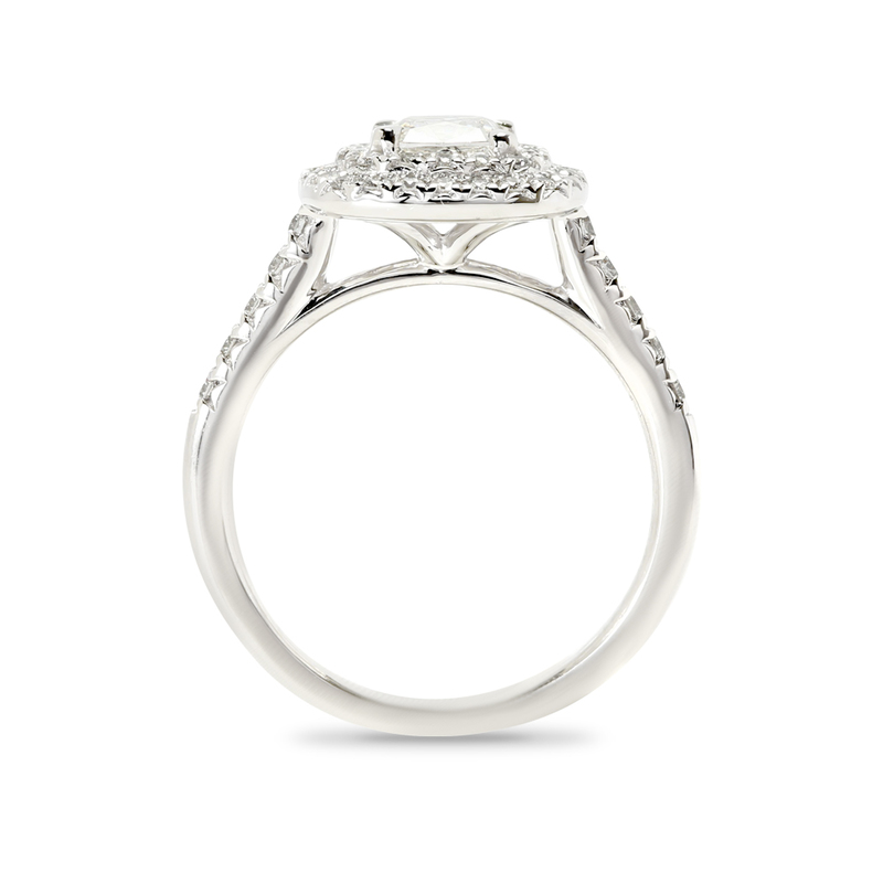 Cushion Cut Lab Grown Diamond Double Halo Engagement Ring