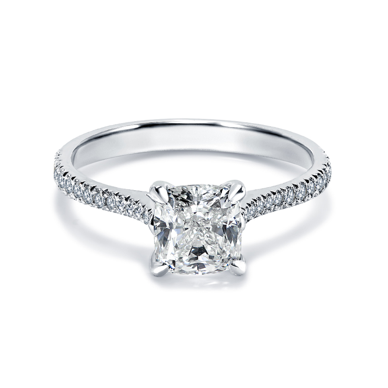 Cushion Cut Micro Set Lab Grown Diamond Ring