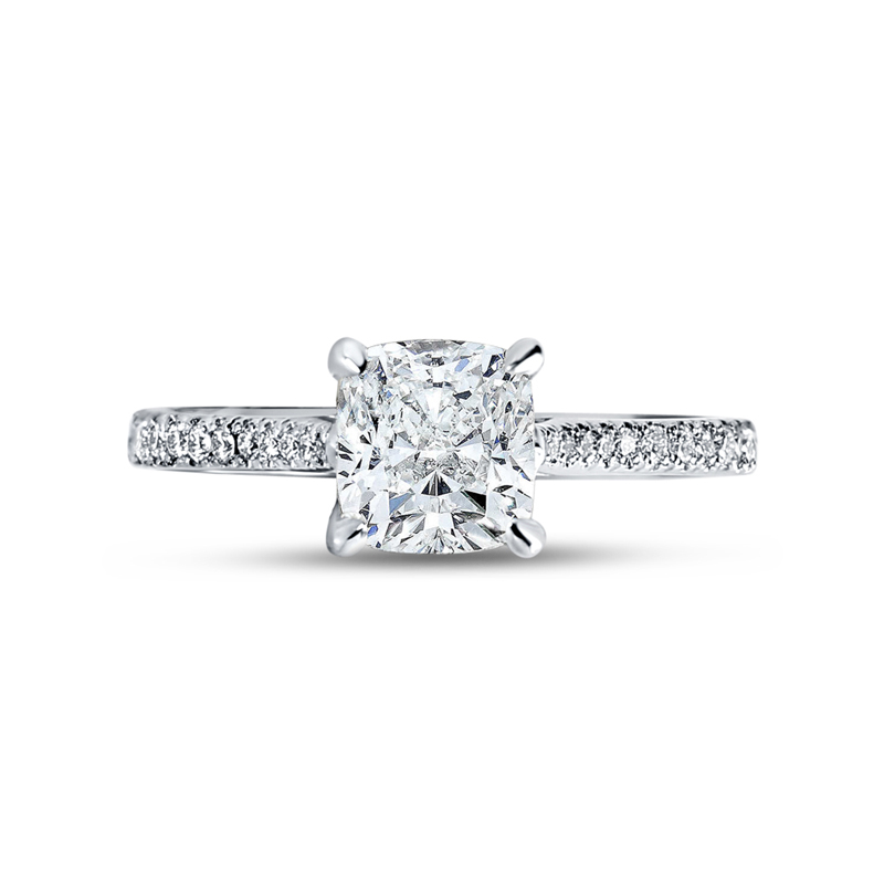 Cushion Cut Micro Set Lab Grown Diamond Ring