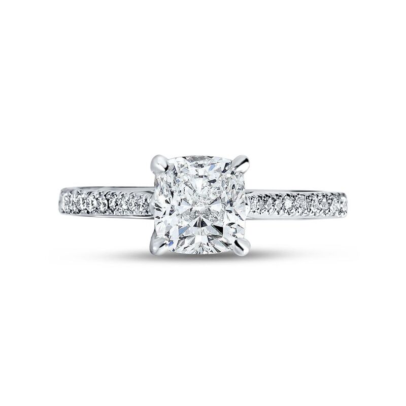 Cushion Cut Micro Set Floating Diamond Ring top view