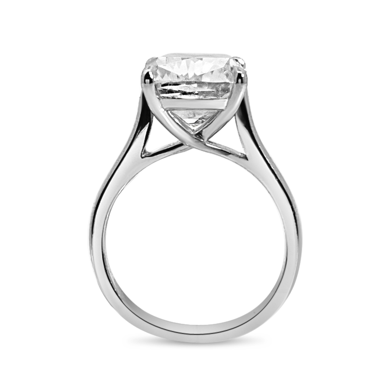 Elongated Large Cushion Solitaire Diamond Engagement Ring