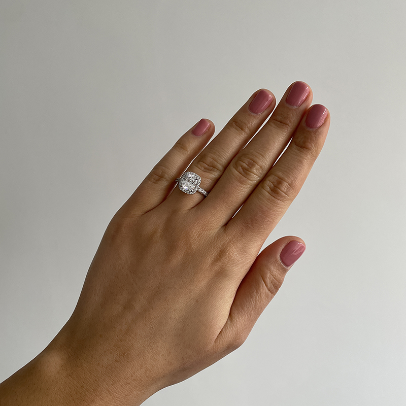 Cushion Halo Lab Grown Diamond Engagement Ring