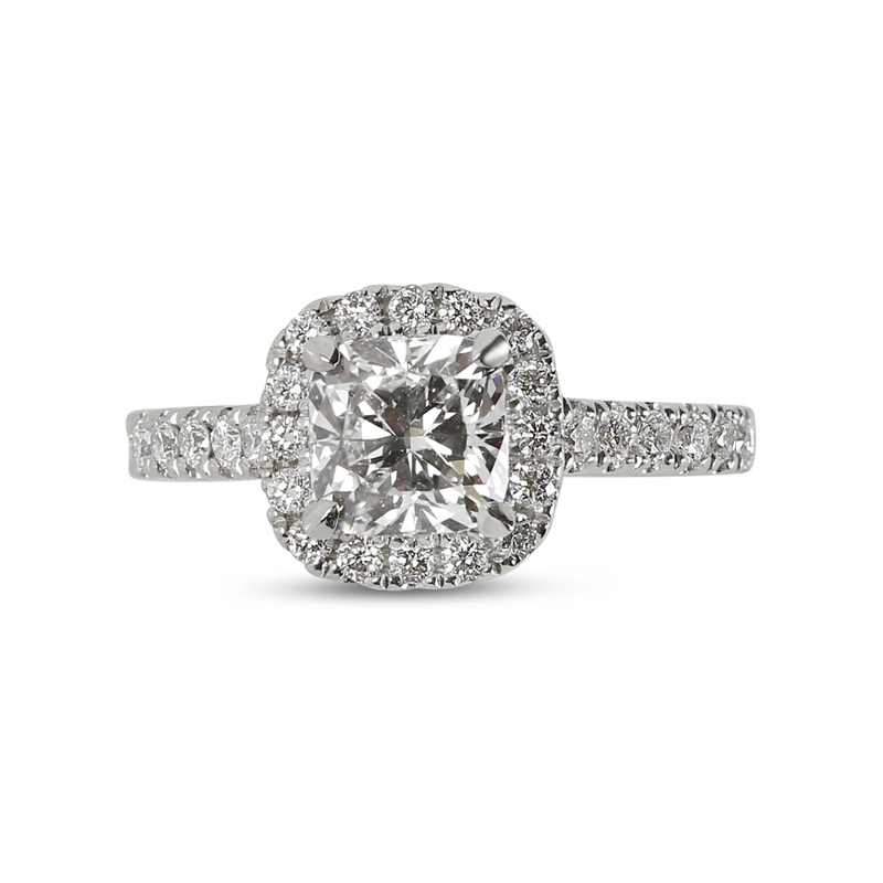 Cushion Shape Halo Lab Grown Diamond Engagement Ring