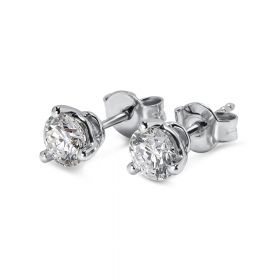 18kt White Gold Three Claw 0.50ct Total Diamond Earring Studs