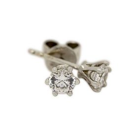 18kt White Gold Six Claw 0.30ct Total Diamond Earring Studs
