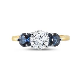Pear Cut With Pair of Pear Shape Side Stones Diamond Engagement Ring Top View