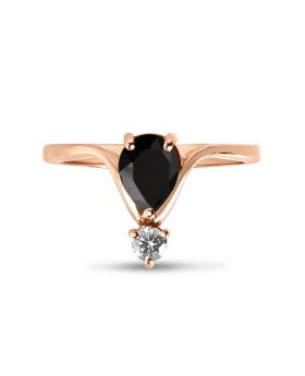Rose gold round and pear shapes diamond ring top view