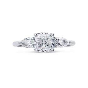 Oval Cut Side Trilliant Diamond Engagement Ring Side View