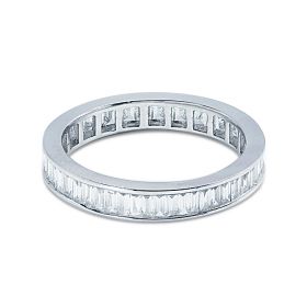3.5mm Baguette Cut Channel Setting Full Diamond Eternity Ring
