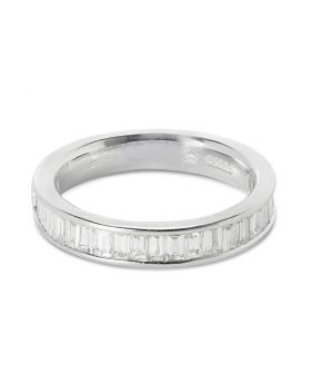 3.7mm Half Way Channel Setting 0.80ct Baguette Cut Diamond Wedding Ring