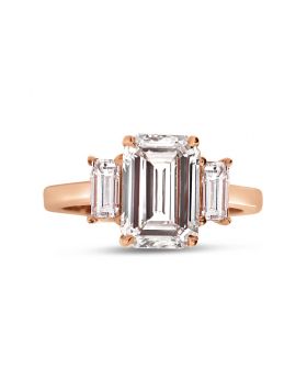 Radiant Cut Trilogy Diamond Engagement Ring Top View