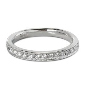 3mm Grain Set Ring Half Band Diamond Wedding Ring