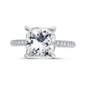 Big Princess Shape Under Halo Diamond Engagement Ring