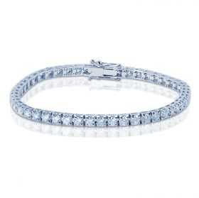 7 Carat Emerald Diamond Tennis Bracelet on a Wrist