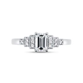 Art Deco Emerald Cut Diamond Engagement Ring Top View