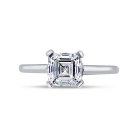 Long Cushion Cut Solitaire Diamond Engagement Ring Top View