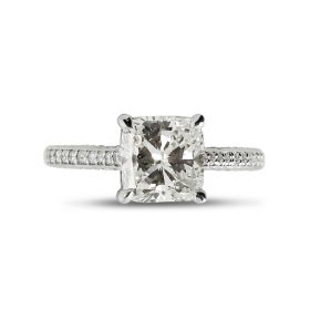 Bespoke Cushion Diamond Engagement Ring Top View
