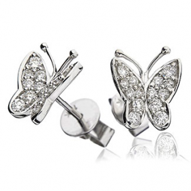 18kt White Gold Round Halo 0.30ct Total Diamond Earring Studs