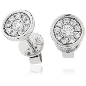 18kt White Gold Round Halo 0.30ct Total Diamond Earring Studs