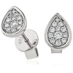 18kt White Gold Round Halo 0.30ct Total Diamond Earring Studs