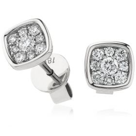 18kt White Gold Round Halo 0.30ct Total Diamond Earring Studs