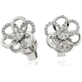 18kt White Gold Round Halo 0.30ct Total Diamond Earring Studs