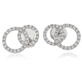 18kt White Gold Round Halo 0.30ct Total Diamond Earring Studs