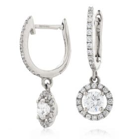 18kt White Gold Round Halo 0.30ct Total Diamond Earring Studs