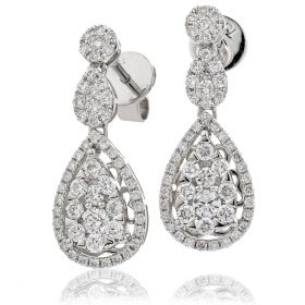 18kt White Gold Round Halo 0.30ct Total Diamond Earring Studs