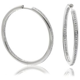Grain Set 0.9ct Round Diamond Hoops Earrings