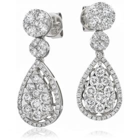 18kt White Gold Round Halo 0.30ct Total Diamond Earring Studs