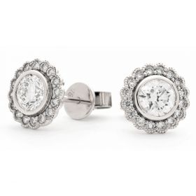 18kt White Gold Round Halo 0.30ct Total Diamond Earring Studs