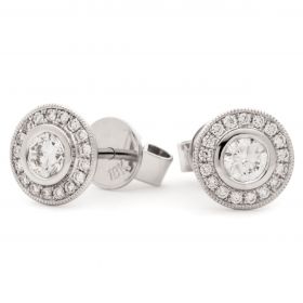 18kt White Gold Round Halo 0.30ct Total Diamond Earring Studs