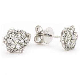 18kt White Gold Round Halo 0.30ct Total Diamond Earring Studs